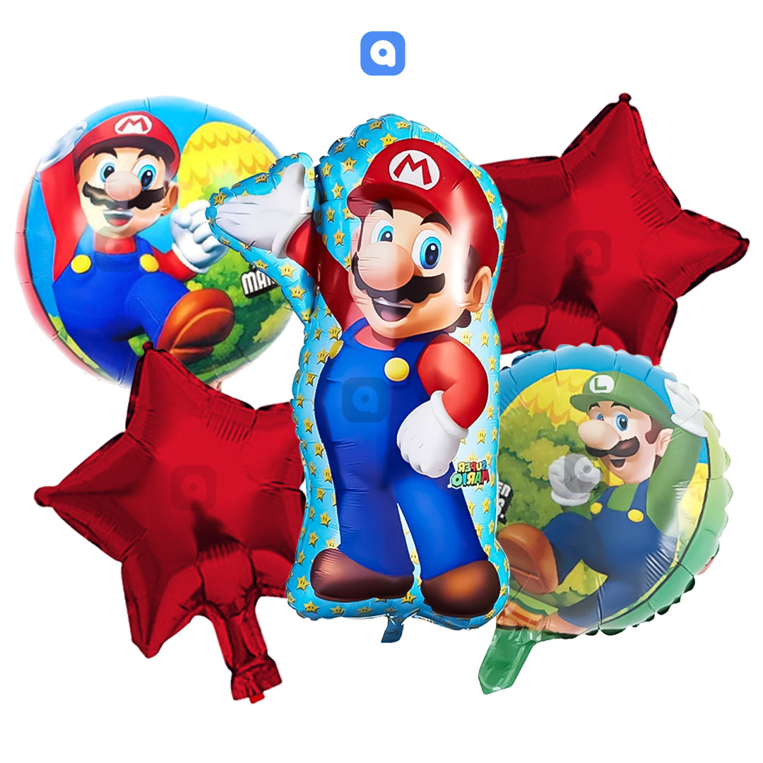 Super Mario Foil Balloon Set (5 Pcs) by Ardor.ae – Gaming Birthday Balloons UAE
