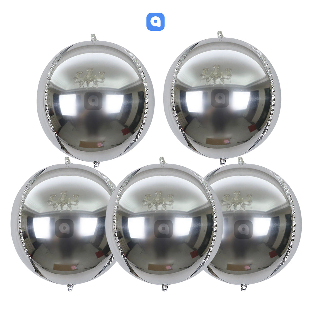 3D Silver Orbz Foil Balloon Set (5 Pcs) by Ardor.ae – Party Balloons UAE