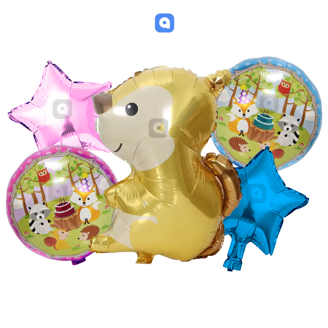 Squirrel Foil Balloon Set (5 Pcs) by Ardor.ae – Forest Theme Balloons UAE