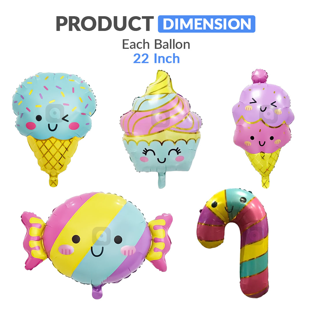 Ice Cream Foil Balloon Set (5 Pcs) by Ardor.ae – Birthday Balloons UAE