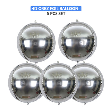 3D Silver Orbz Foil Balloon Set (5 Pcs) by Ardor.ae – Party Balloons UAE