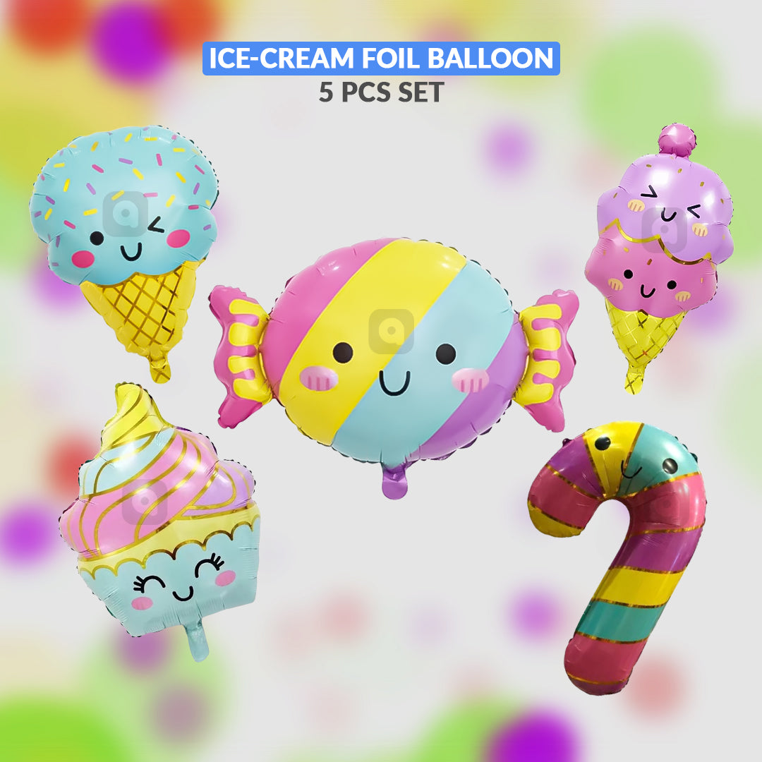 Ice Cream Foil Balloon Set (5 Pcs) by Ardor.ae – Birthday Balloons UAE
