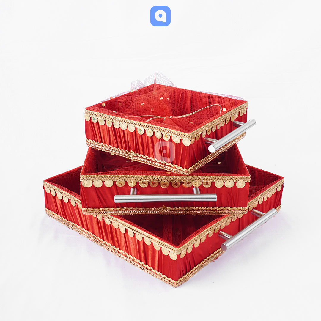 Square Satin Decorative Trays – Ideal for Weddings, Events & Gifting - Ardor UAE