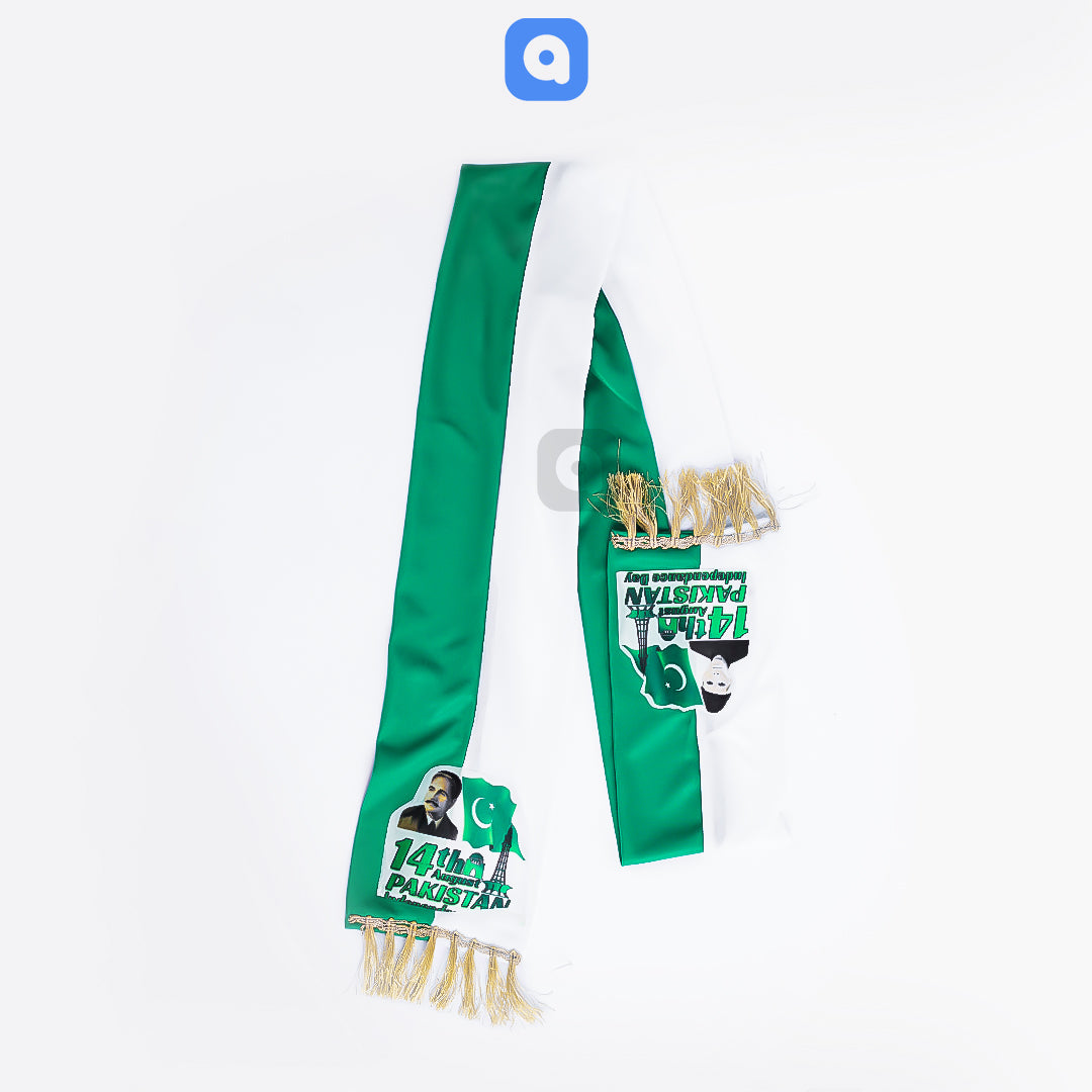 Pack of 6 – Green & White Pakistan Day Mufflers