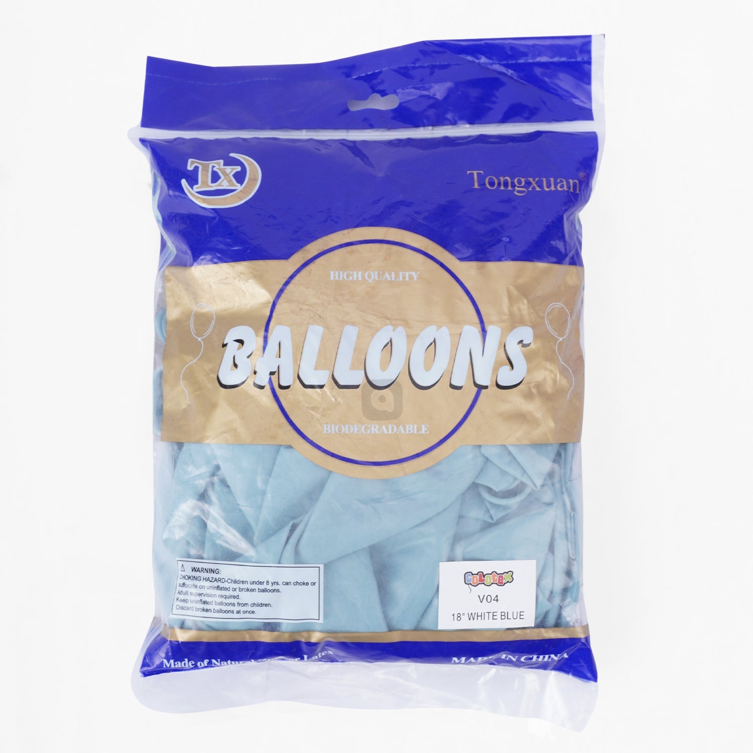 Pack of 50 - White Blue 18 Inch Latex Balloon - Ardor