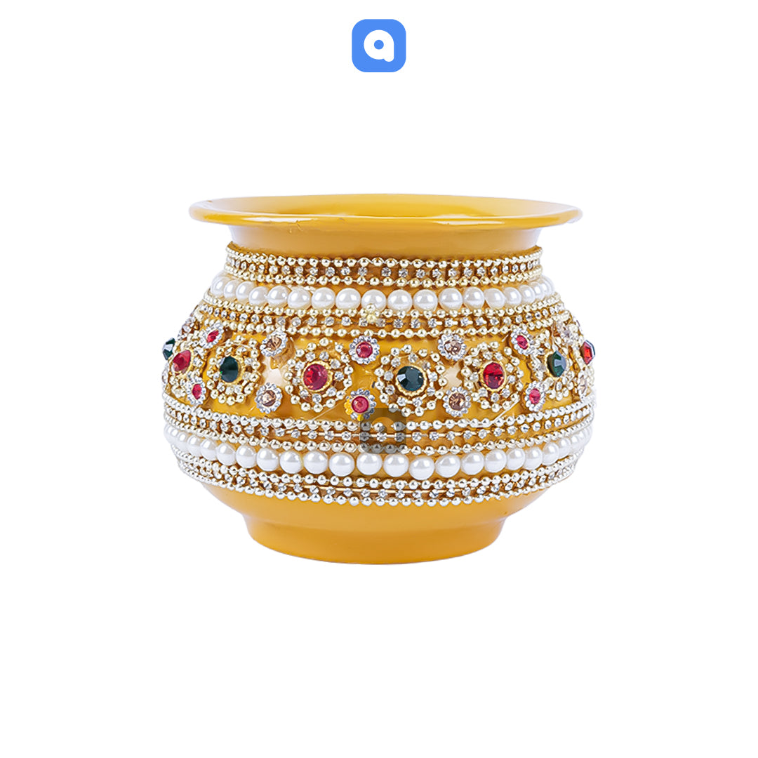 Mehndi Metal Matki with Pearl Detailing - Ardor UAE