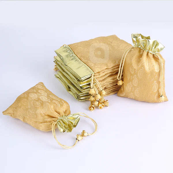 Pack of 50 Multi Color Jamawar Fabric Nikkah Pouches