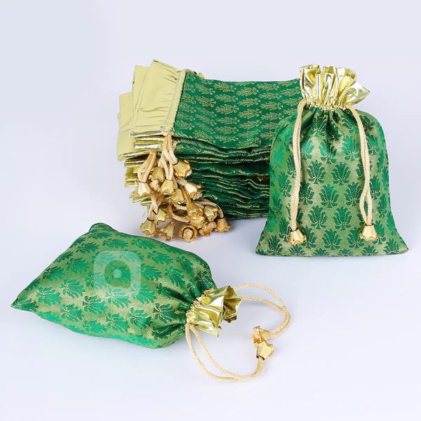 Pack of 50 Multi Color Jamawar Fabric Nikkah Pouches