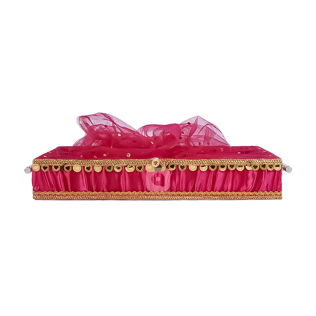Set of 3 - Hot Pink Fabric Satin Trays Set – Decorative Display & Wedding Trays