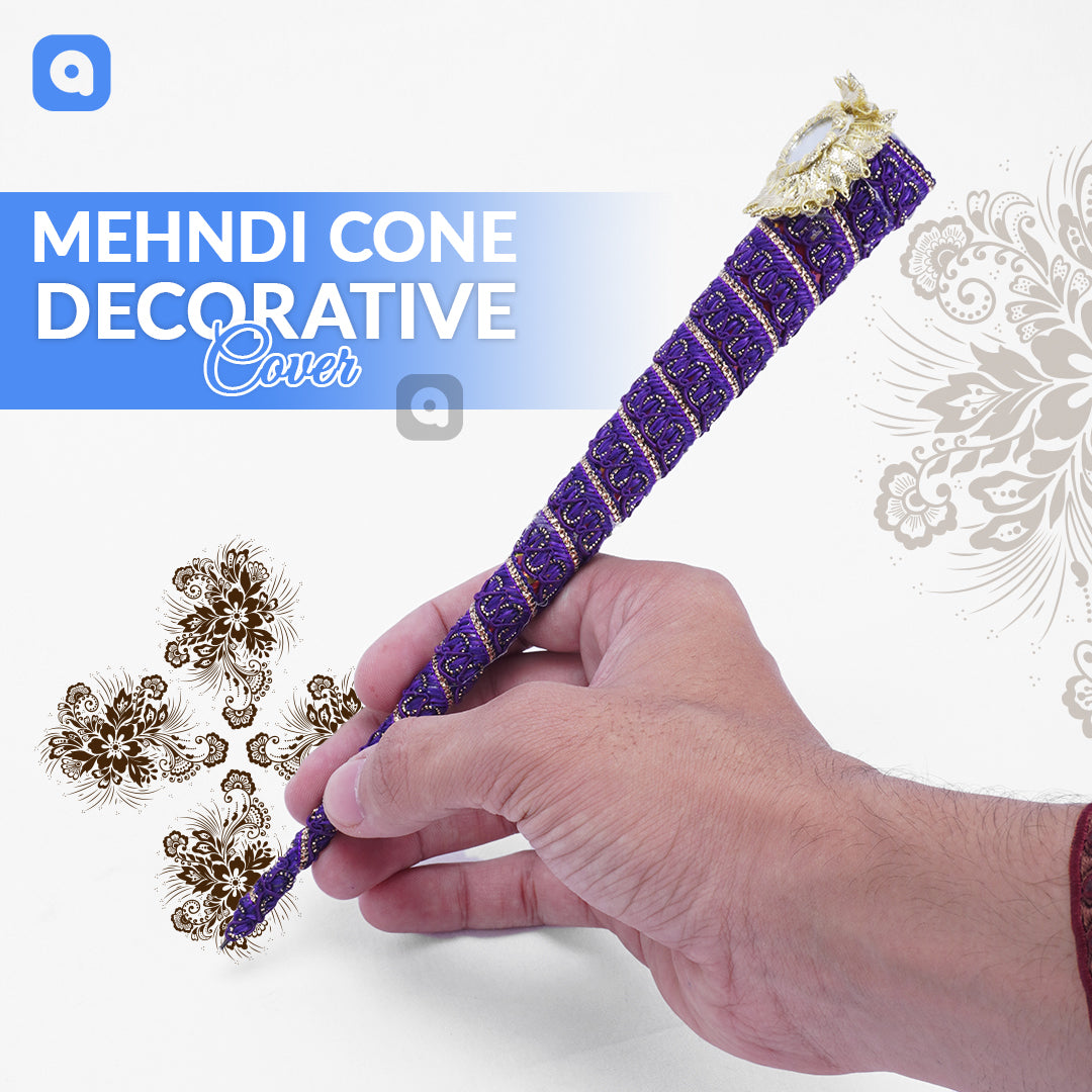 Mehndi Cone Cover with Mehndi – Decorative Henna Cone for Weddings & Events