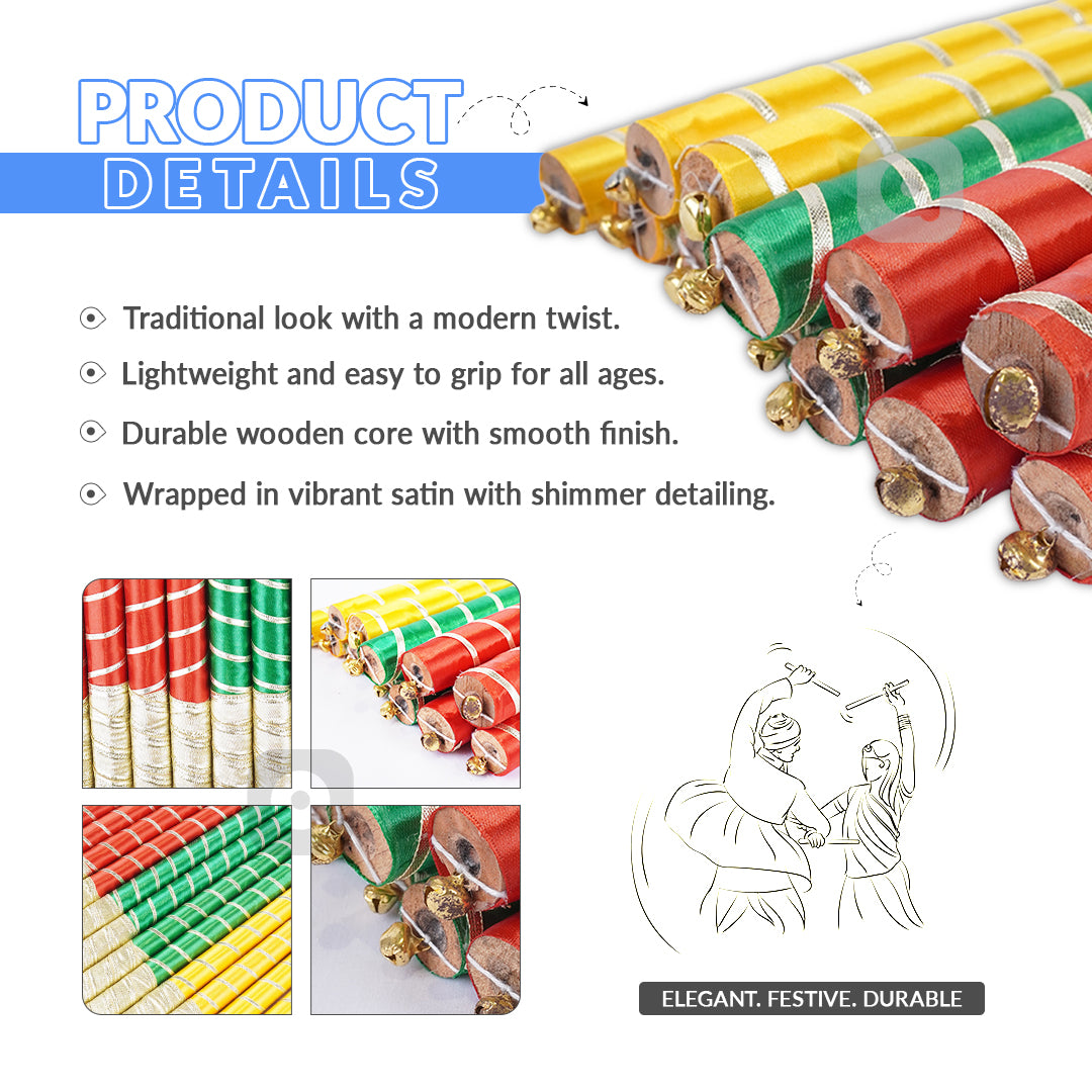 Satin Fancy Dandiya Sticks for wedding,Dholki - Ardor UAE
