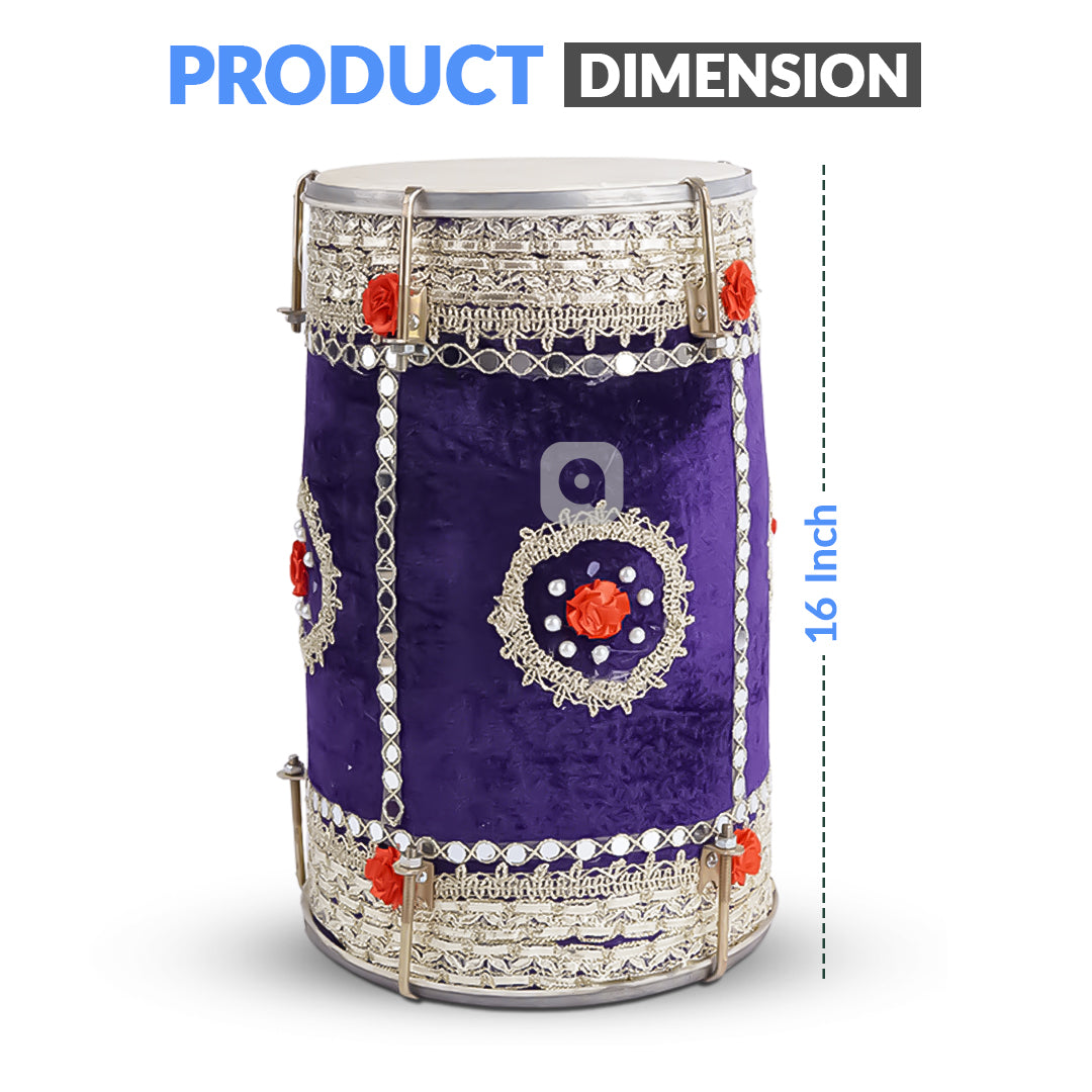 Purple Velvet Dhol – Musical Instrument for Mehndi, Mayoun & Wedding Events in UAE