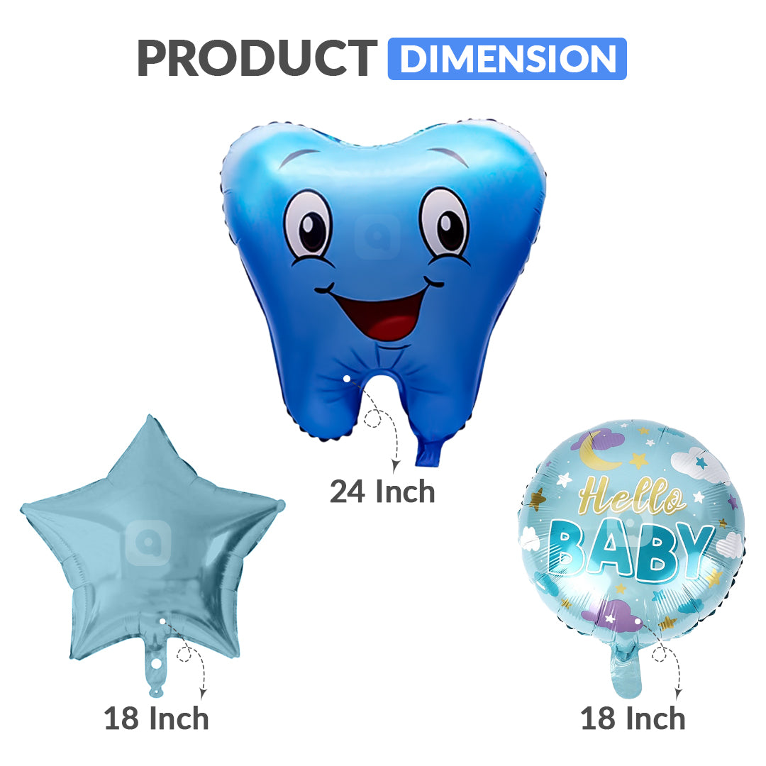 First Tooth Foil Balloon Set (5 Pcs) – Baby Party Decor Balloons in UAE