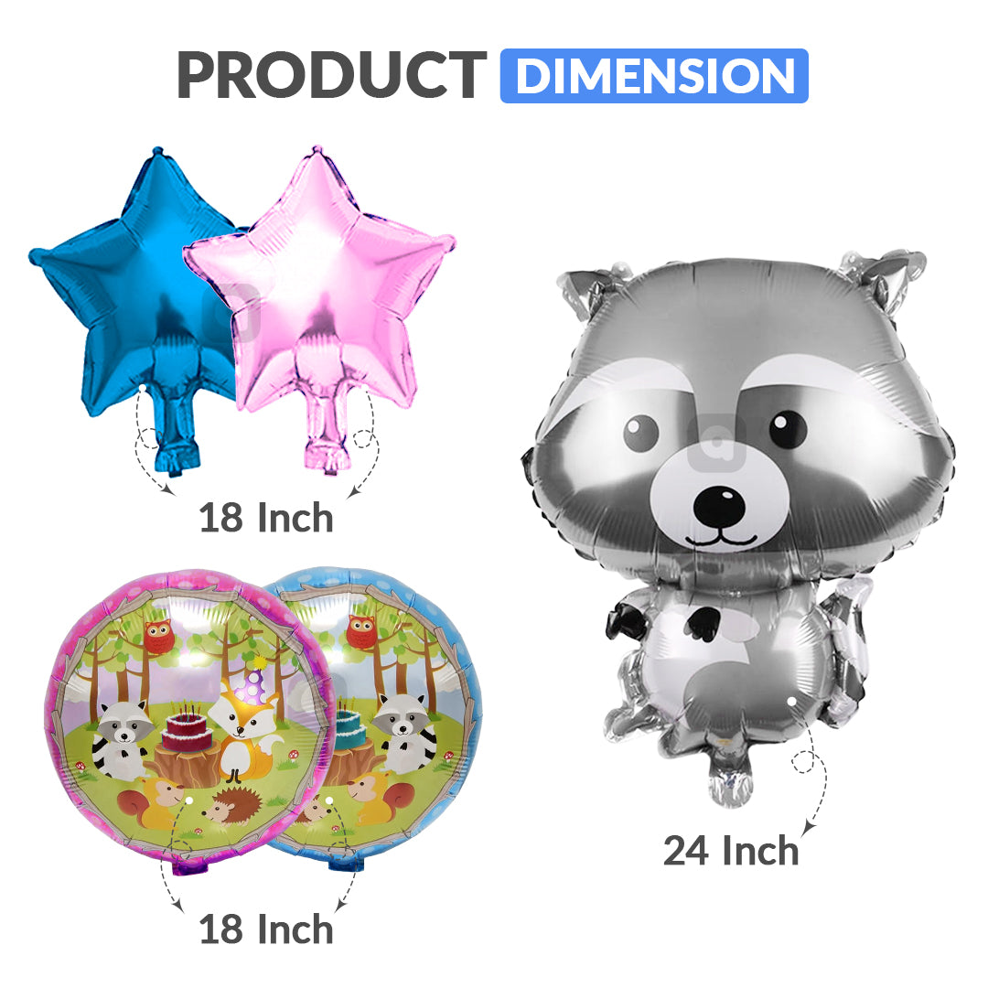 Raccoon Foil Balloon Set (5 Pcs) by Ardor.ae – Kids’ Birthday Balloons UAE