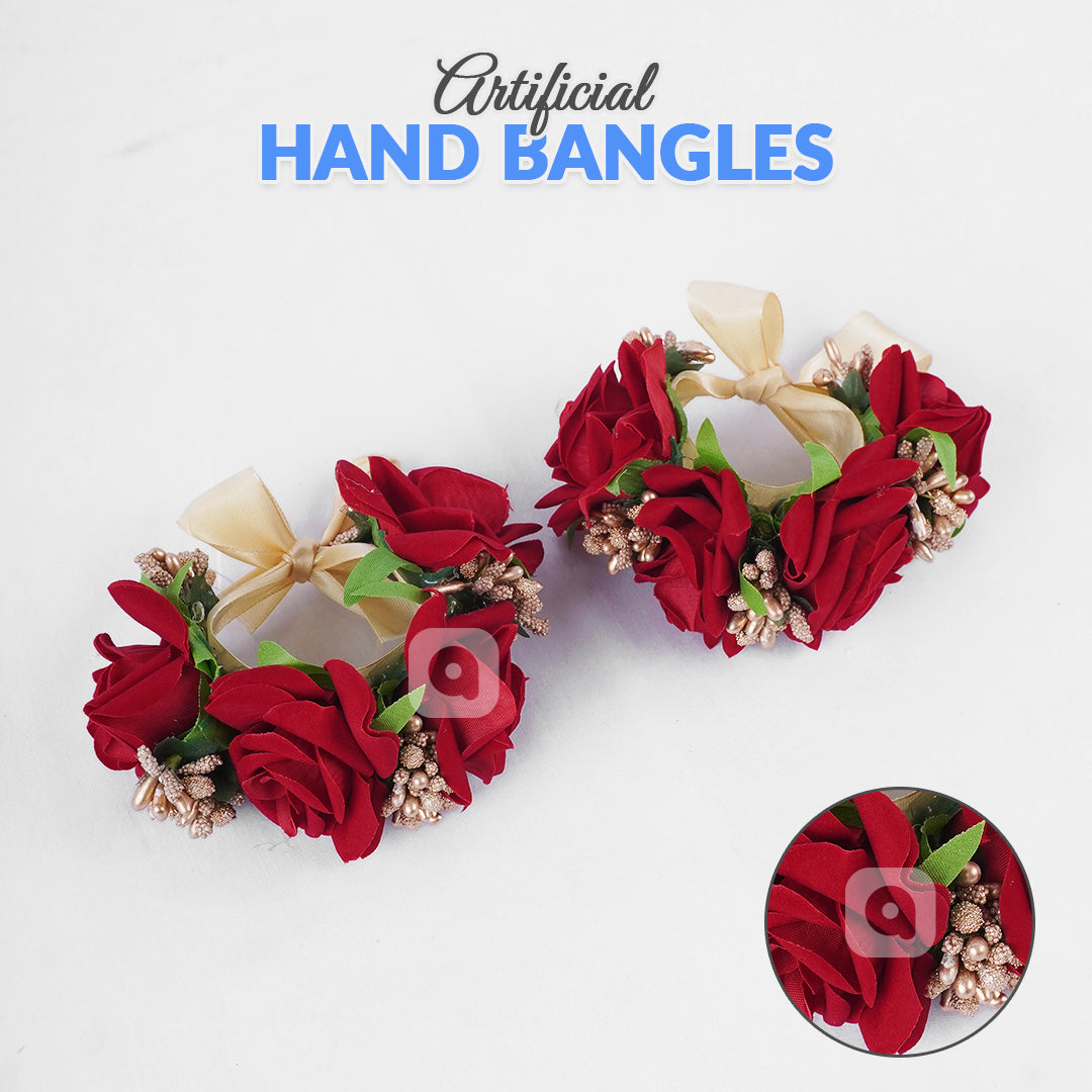 Pair of Artificial Hand Bangles – Red & White Color - Ardor UAE