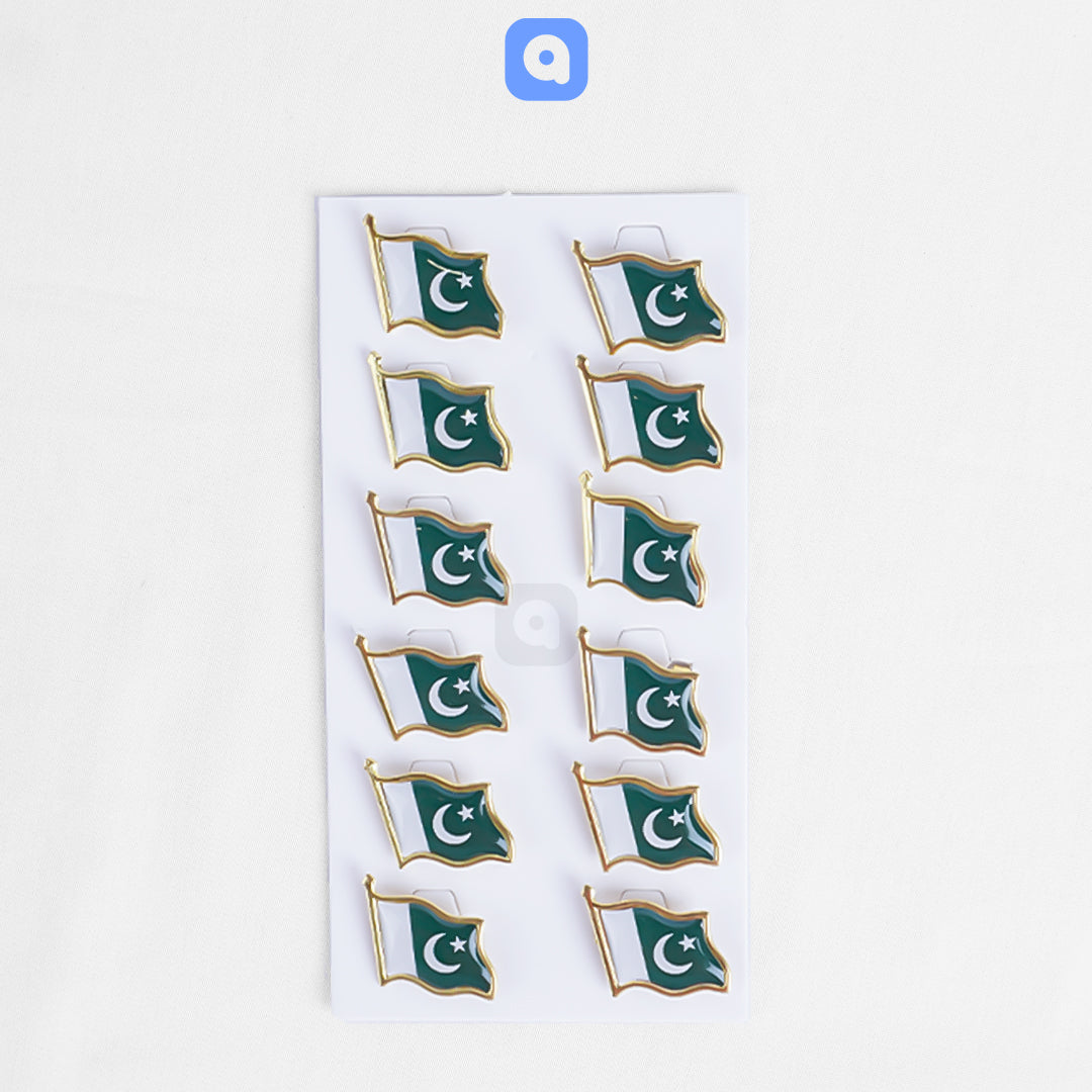 Pack of 12 - 14th August Badges - Pakistan Flag Badges - Ardor UAE