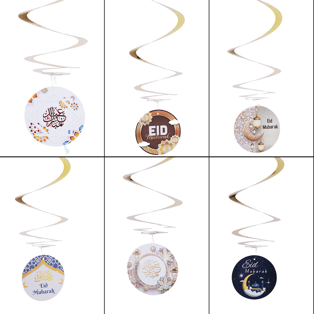 Pack of 6 - Round Eid Mubarak Hanging