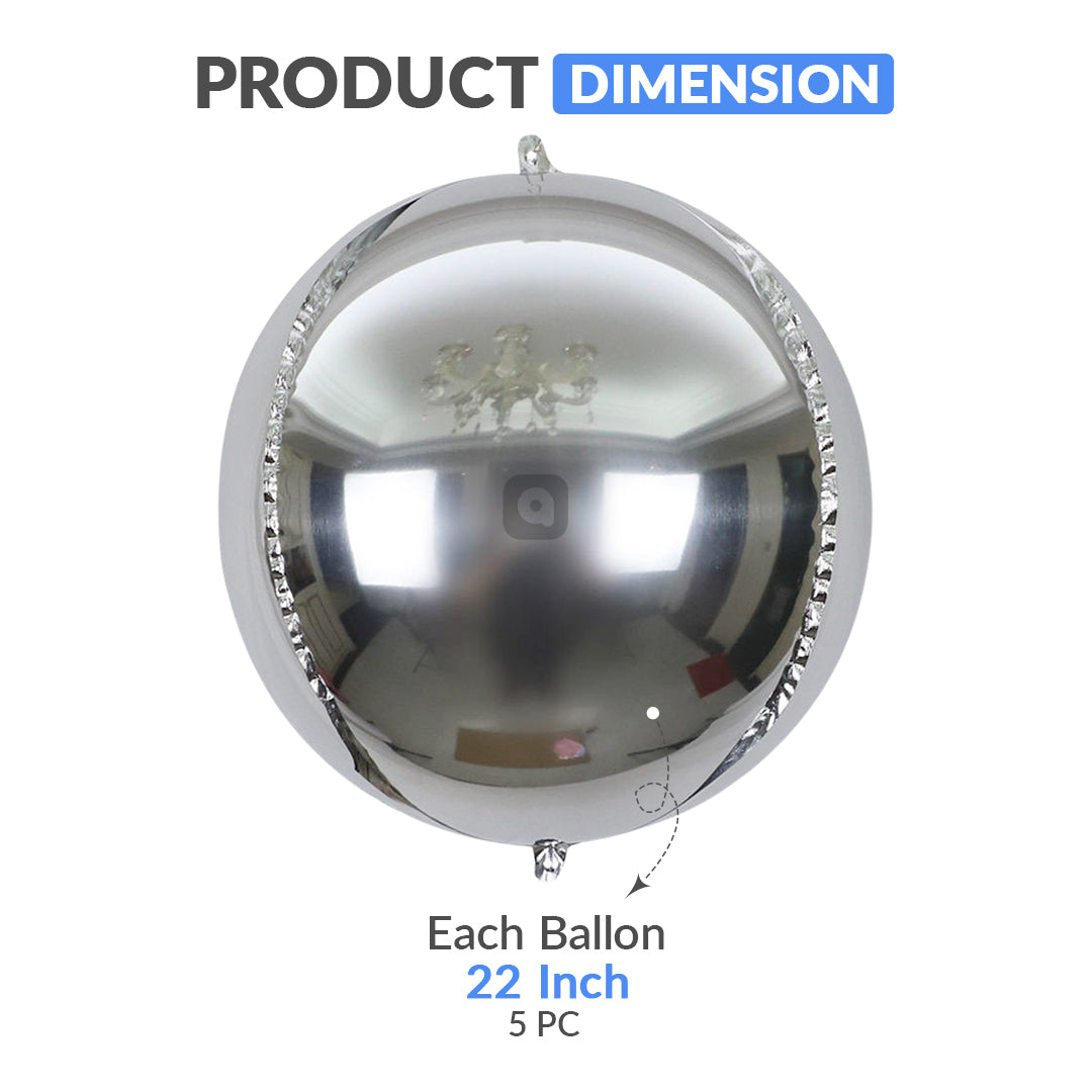 3D Silver Orbz Foil Balloon Set (5 Pcs) by Ardor.ae – Party Balloons UAE