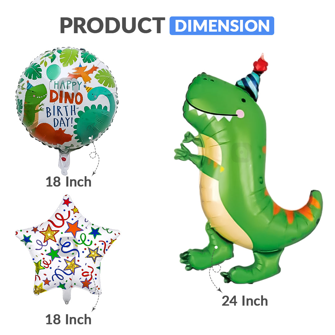 Happy Dino Birthday Foil Balloon Set (5 Pcs) – Kids Party Balloons UAE