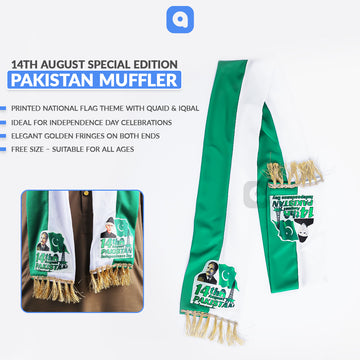 Pack of 6 – Green & White Pakistan Day Mufflers