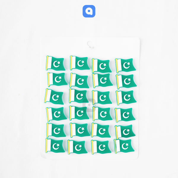 Pack of 24 - Rubber Pakistan flag Badges