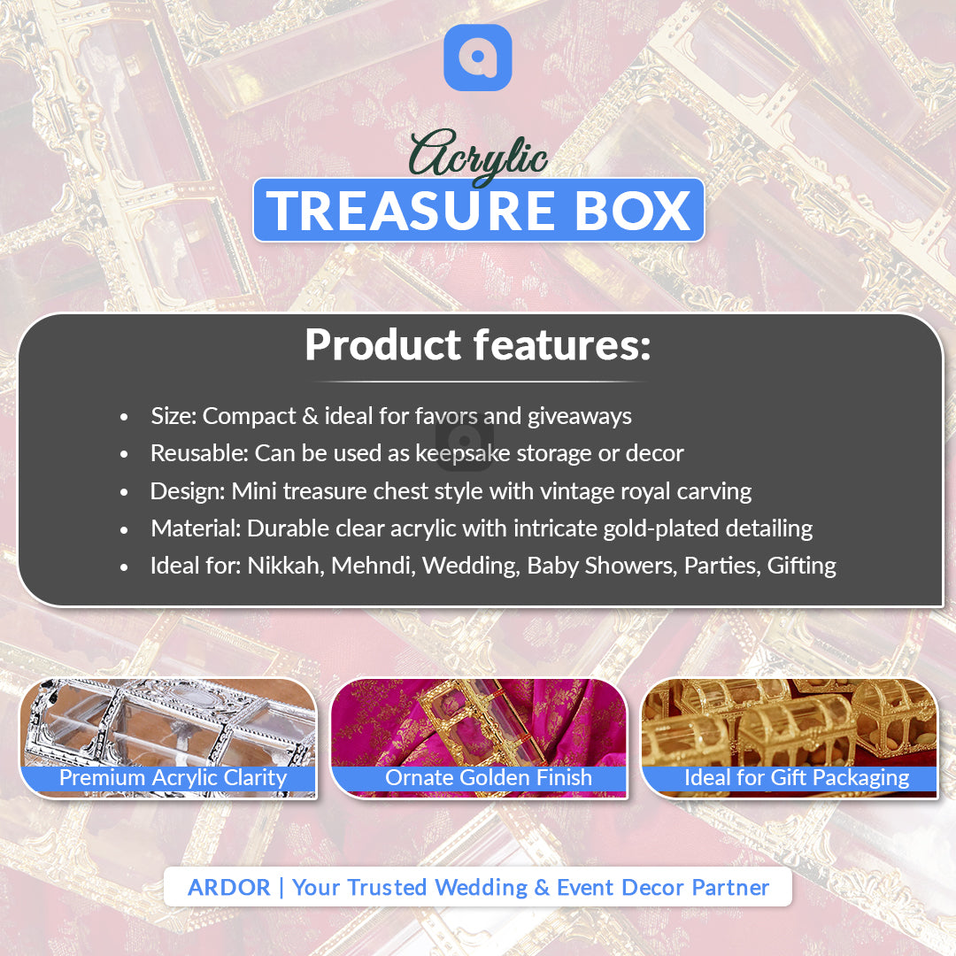 Pack of 12 – Acrylic Treasure Boxes for Wedding & Party Favors