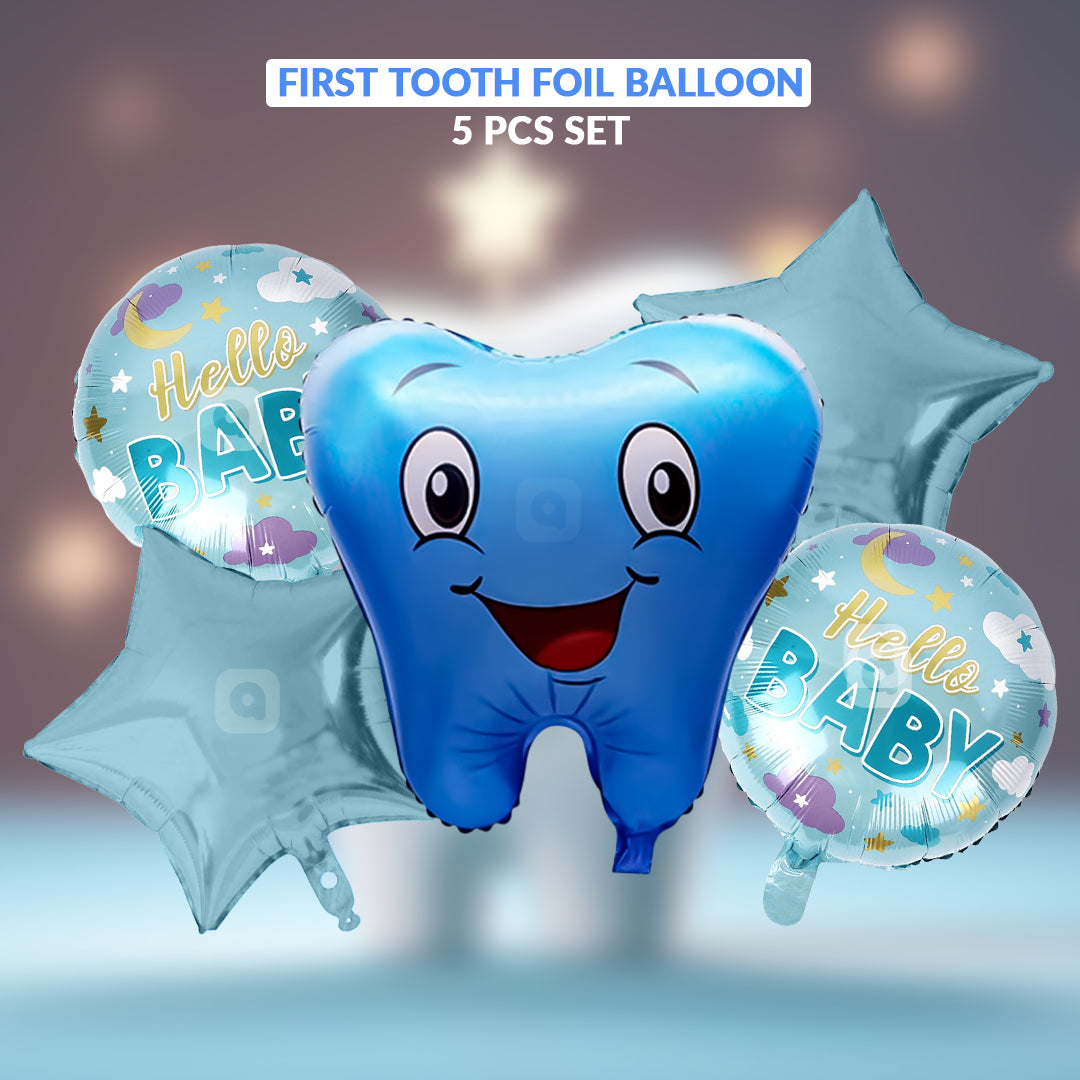 First Tooth Foil Balloon Set (5 Pcs) – Baby Party Decor Balloons in UAE
