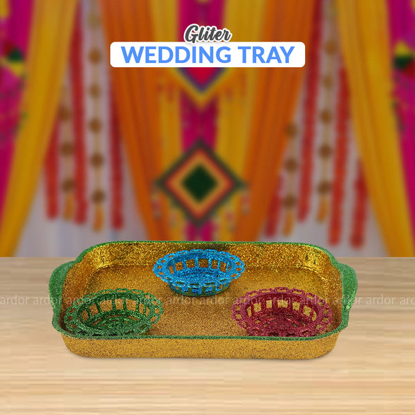 Glitter Wedding Tray 3 Piali/cup for Rasm-e-hina - Ardor UAE