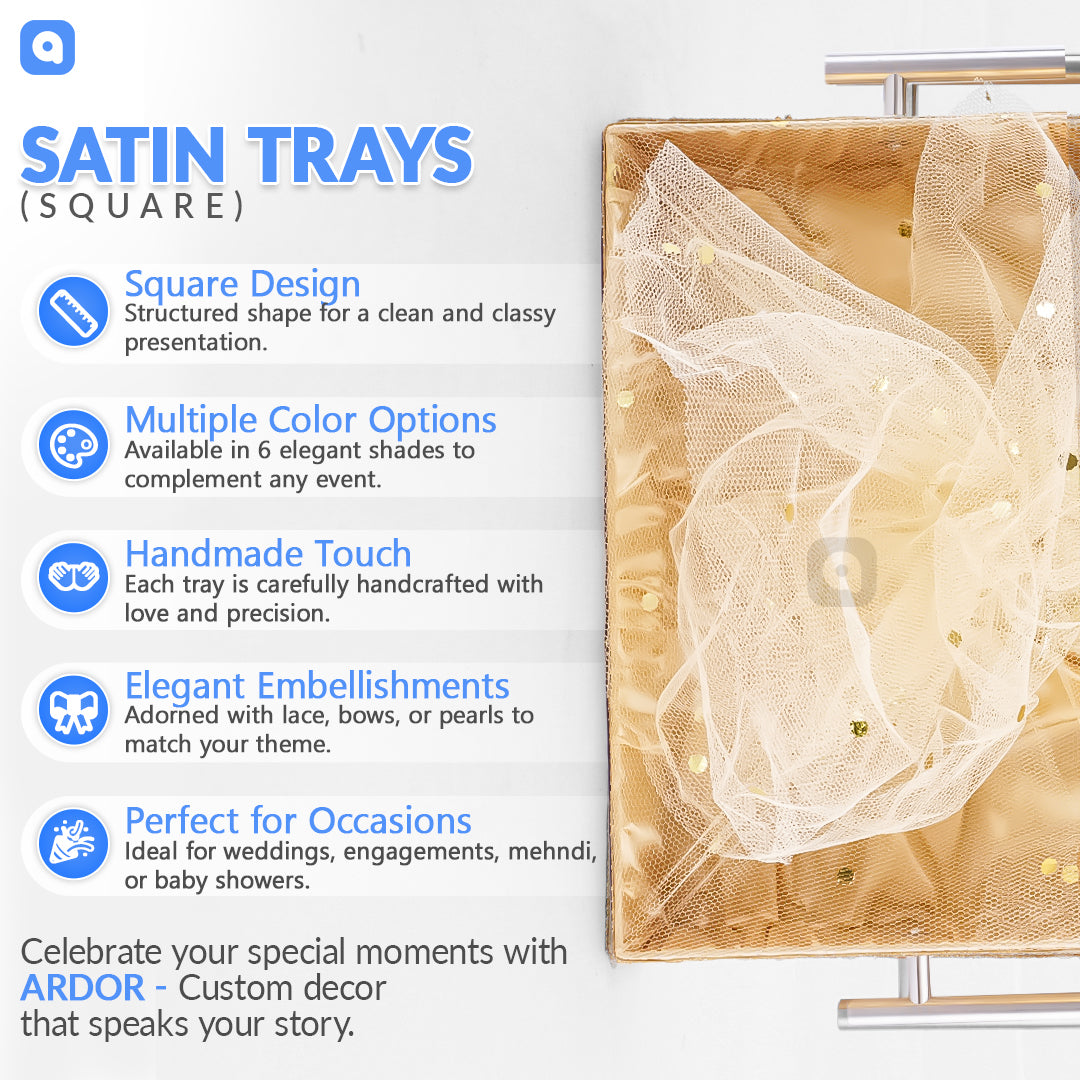 Square Satin Decorative Trays – Ideal for Weddings, Events & Gifting - Ardor UAE