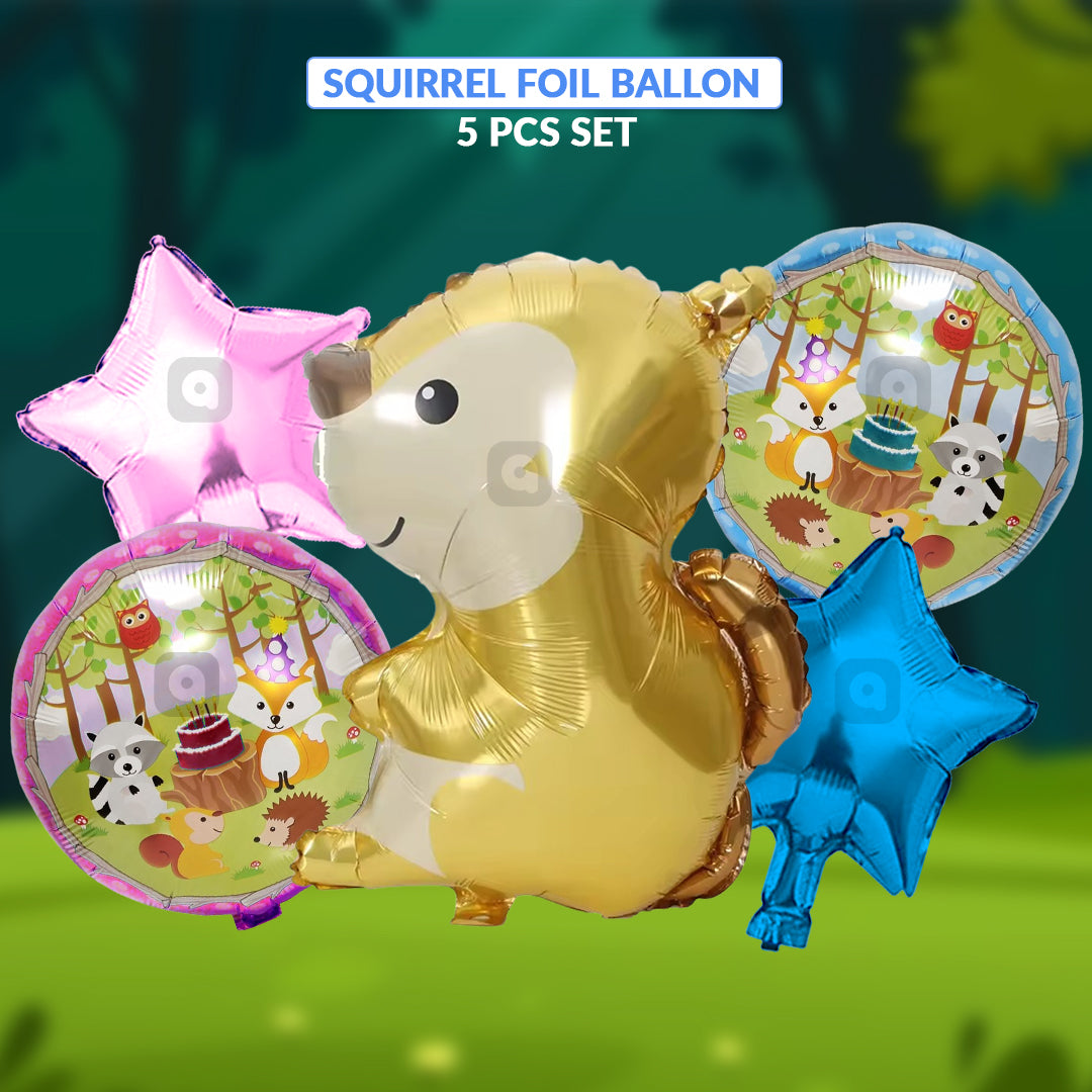 Squirrel Foil Balloon Set (5 Pcs) by Ardor.ae – Forest Theme Balloons UAE