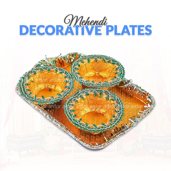 Rectangle Mehndi Decorated Plates - Ardor UAE