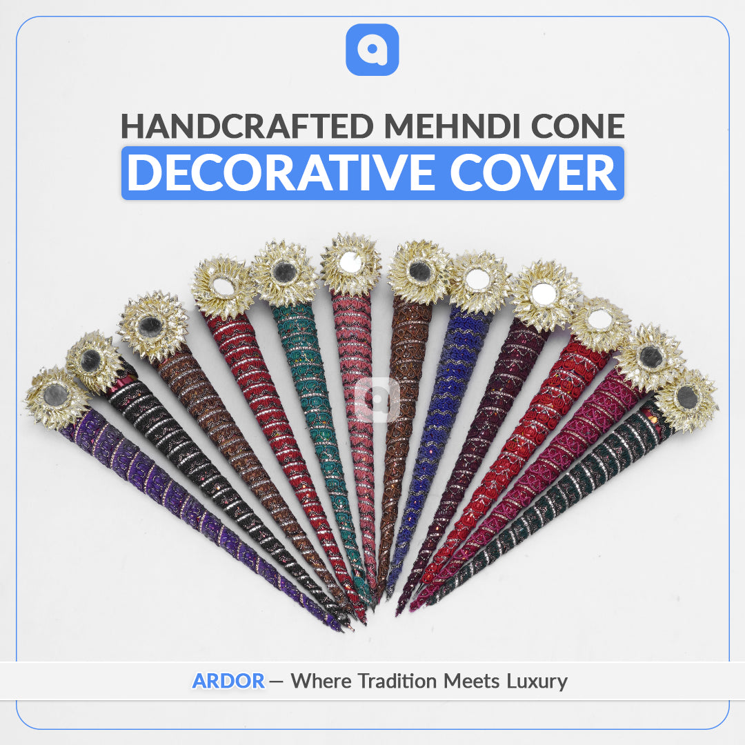 Mehndi Cone Cover with Mehndi – Decorative Henna Cone for Weddings & Events