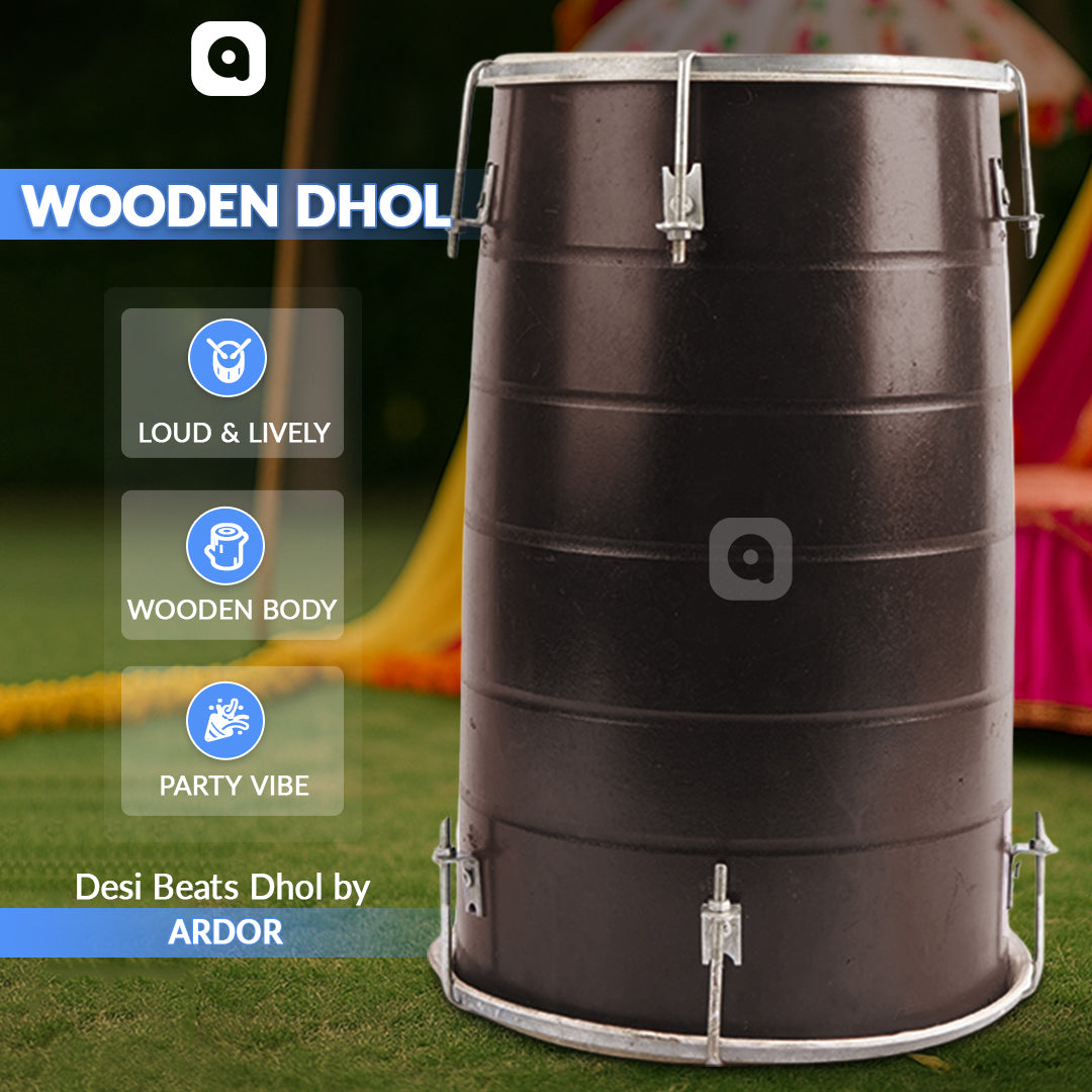 Simple Brown Dhol – Traditional Musical Instrument for Mehndi, Mayoun, Wedding & Cultural Events in UAE