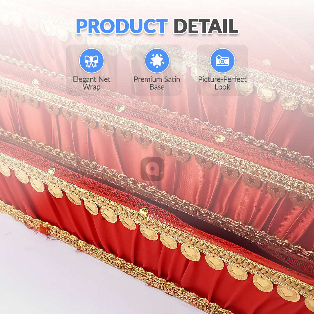 Set of 3 - Red Fabric Satin Trays Set – Decorative Display & Wedding Trays