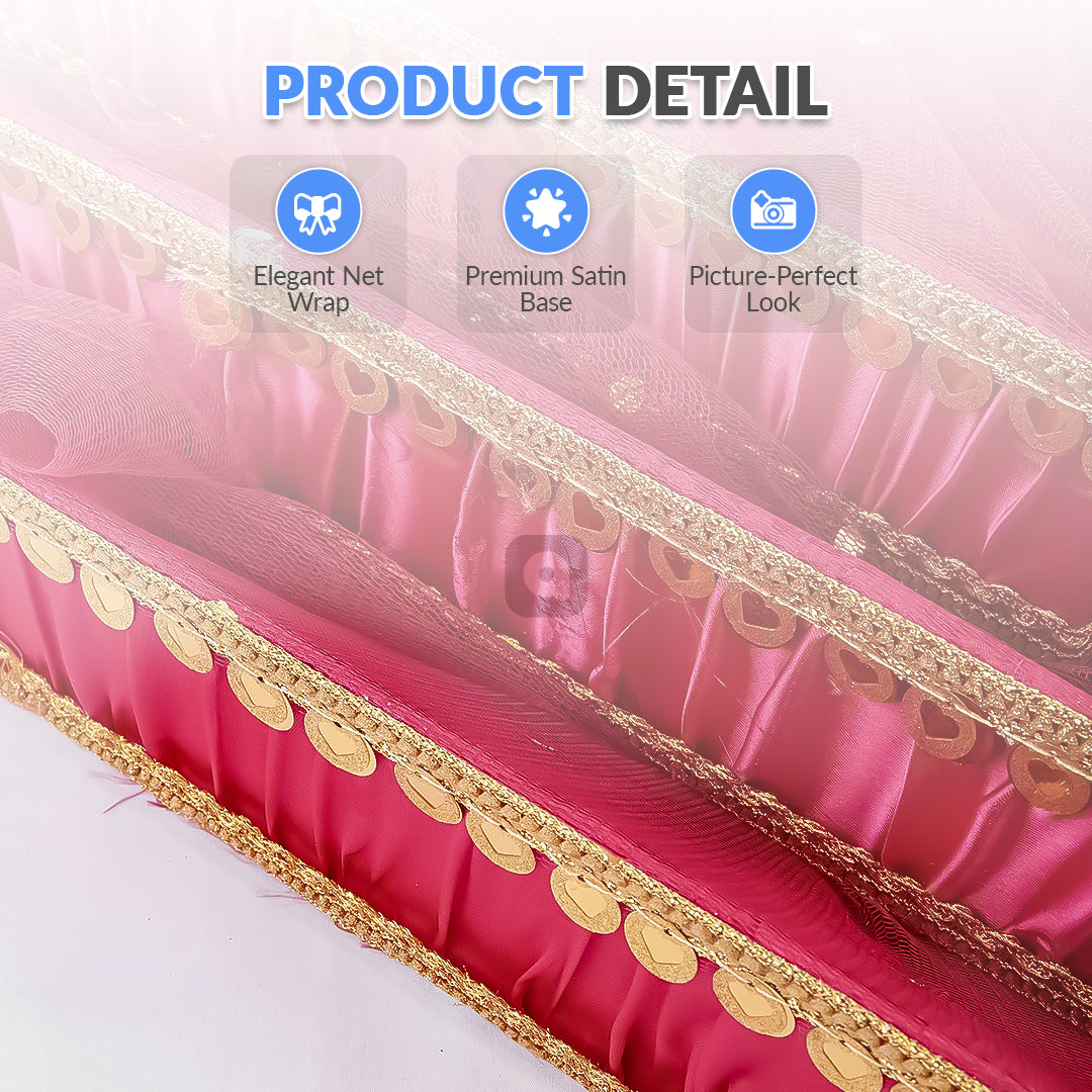 Set of 3 - Hot Pink Fabric Satin Trays Set – Decorative Display & Wedding Trays