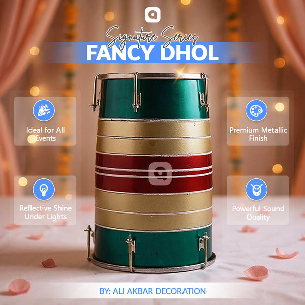 Fancy Wooden Dhol – Traditional Wedding Musical Instrument for Mehndi, Mayoun & Cultural Events in UAE