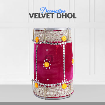 Hot Pink Velvet Dhol – Musical Instrument for Mehndi, Mayoun & Wedding Events in UAE
