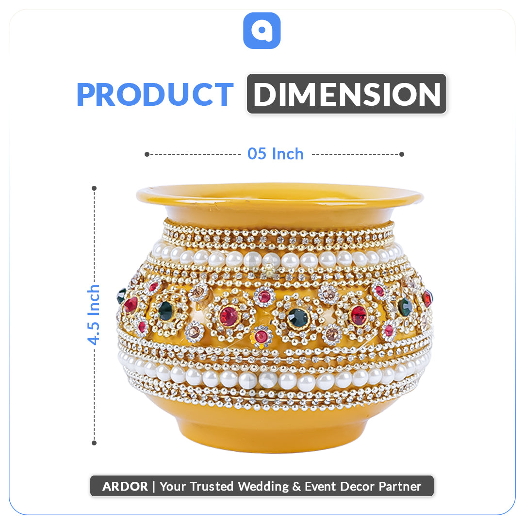 Mehndi Metal Matki with Pearl Detailing - Ardor UAE