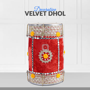 Red Velvet Dhol – Musical Instrument for Mehndi, Mayoun & Wedding Events in UAE