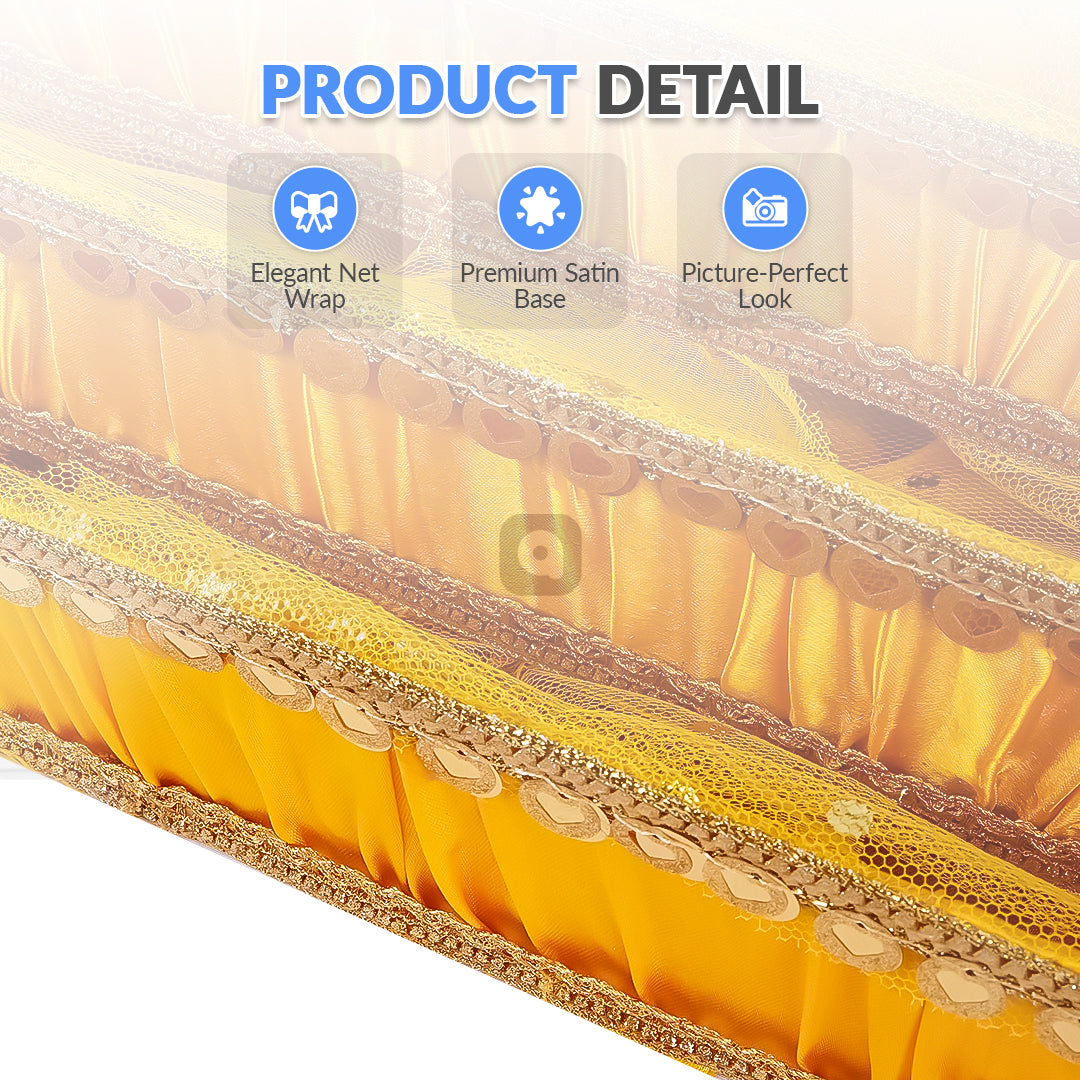 Set of 3 - Yellow Fabric Satin Trays Set – Decorative Display & Wedding Trays