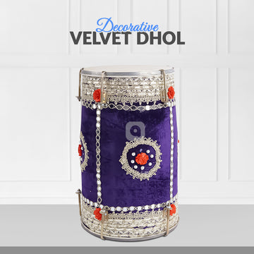 Purple Velvet Dhol – Musical Instrument for Mehndi, Mayoun & Wedding Events in UAE
