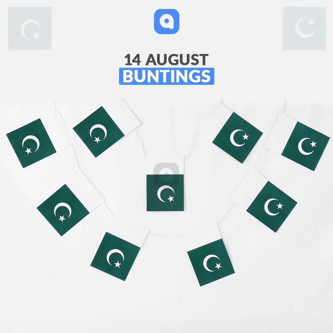 Pack of 100 – Pakistan Flag Buntings for 14 August & National Events - Ardor UAE