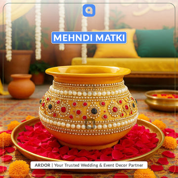 Mehndi Metal Matki with Pearl Detailing - Ardor UAE