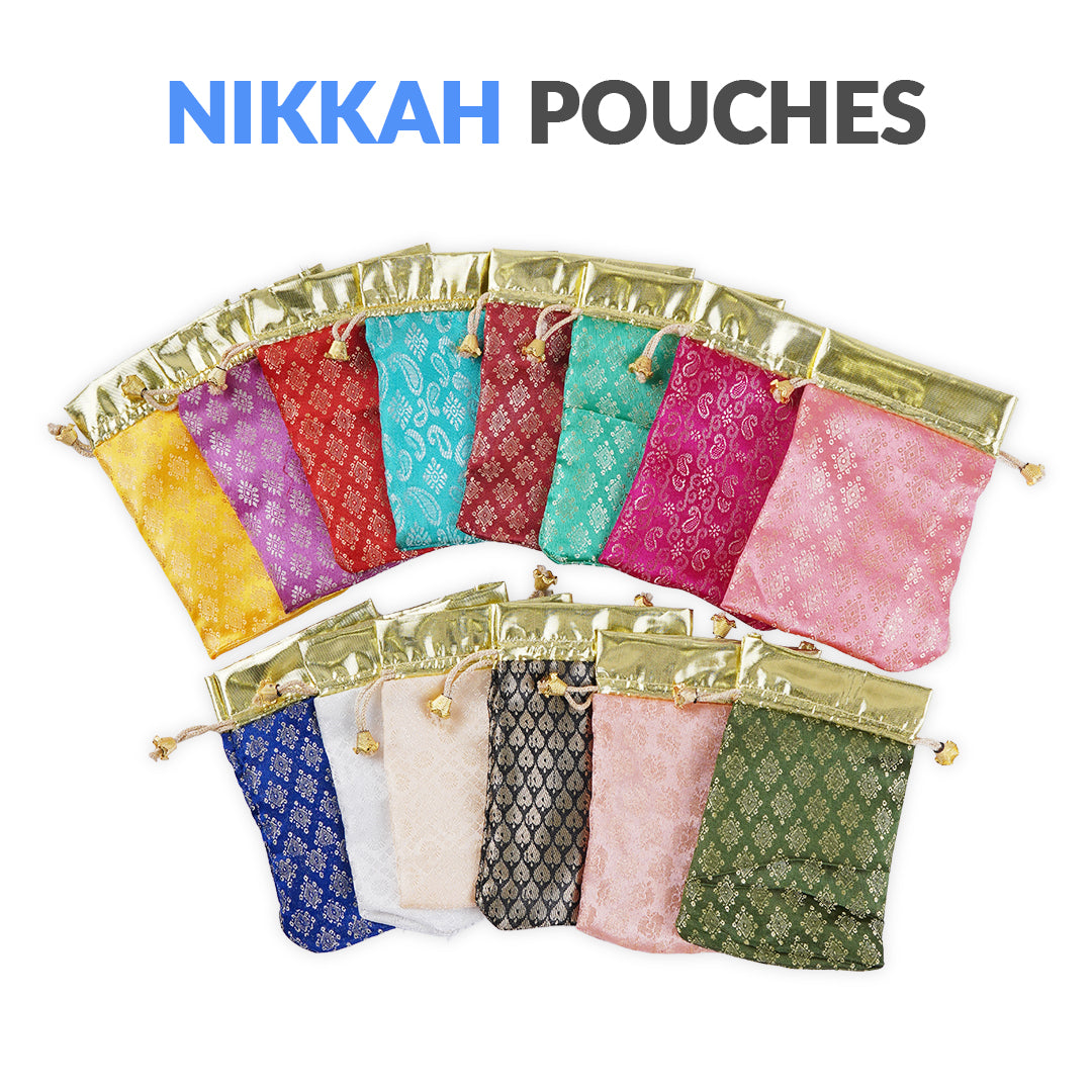 Multi Colors Jamawar fabric Pouches for Nikkah & Wedding - Ardor UAE