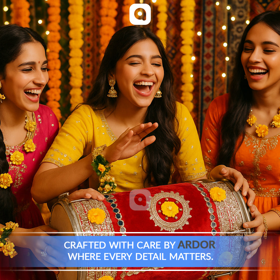 Red Velvet Dhol – Musical Instrument for Mehndi, Mayoun & Wedding Events in UAE