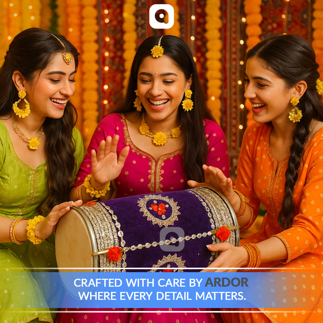 Purple Velvet Dhol – Musical Instrument for Mehndi, Mayoun & Wedding Events in UAE