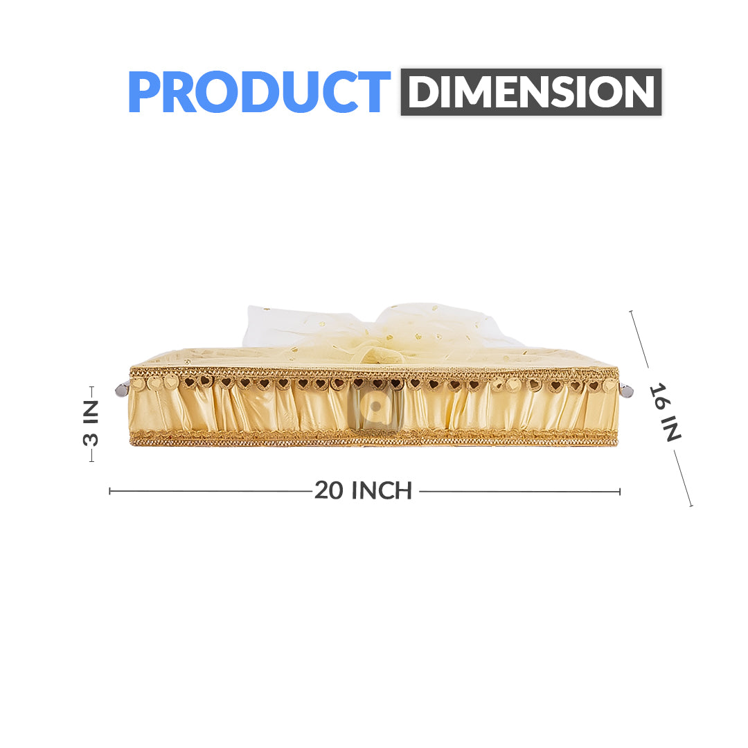 Set of 3 - Golden Fabric Satin Trays Set – Decorative Display & Wedding Trays