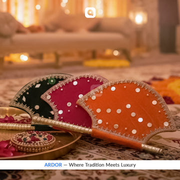 Hand Made Velvet Fan Multi Color