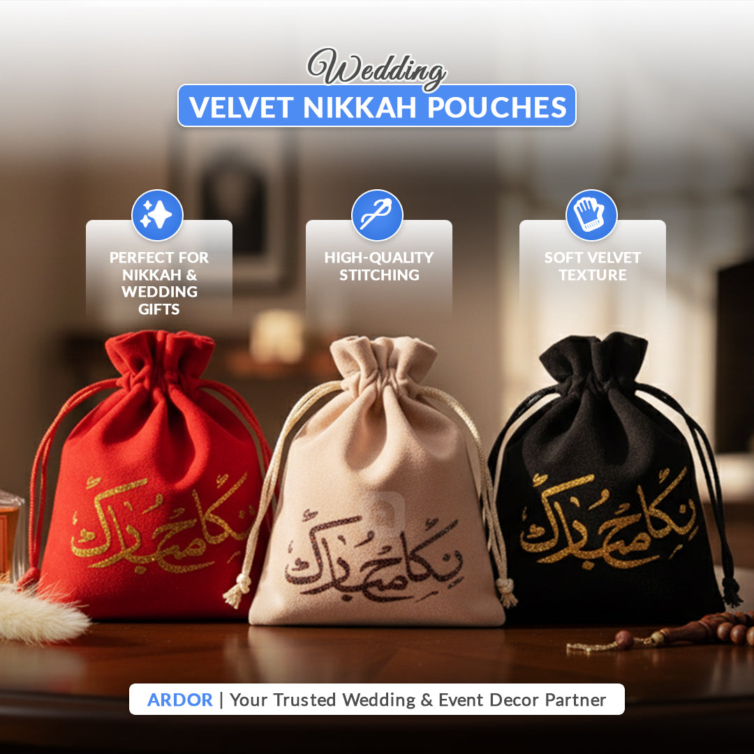 Pack of 50 - Nikkah Mubarak Velvet Nikkah Pouches