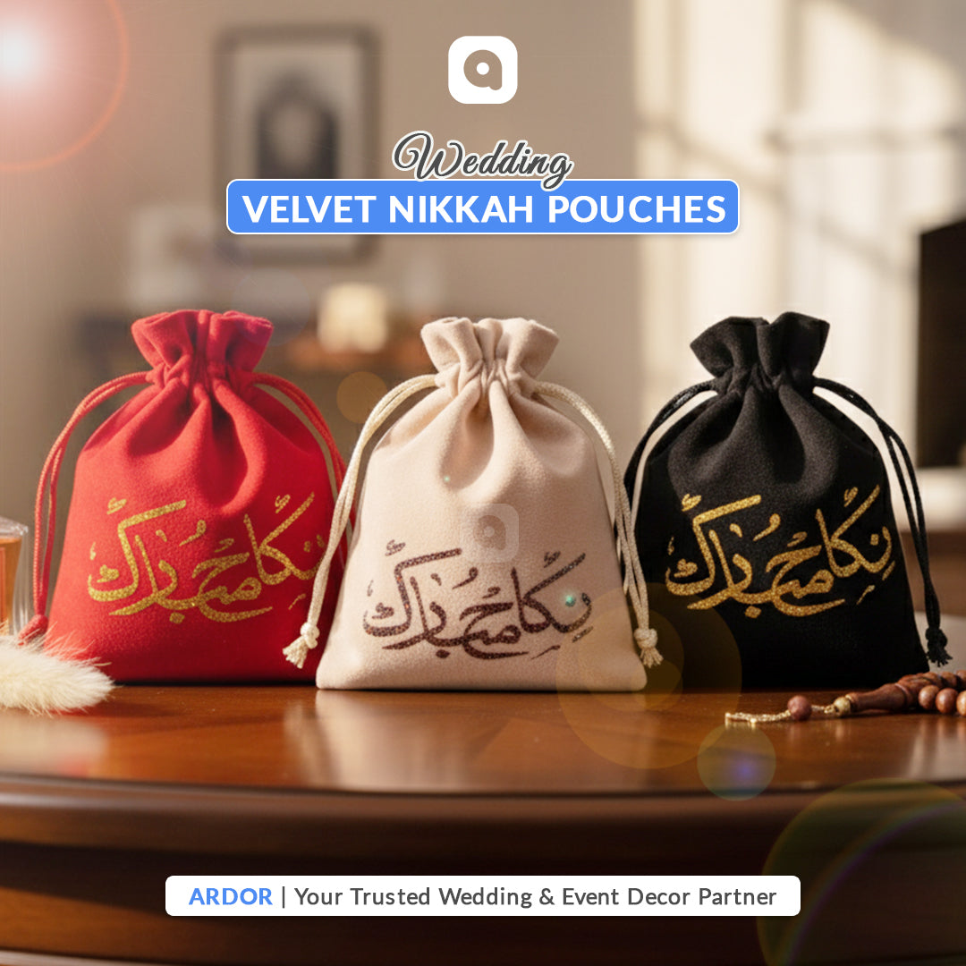 Pack of 50 - Nikkah Mubarak Velvet Nikkah Pouches